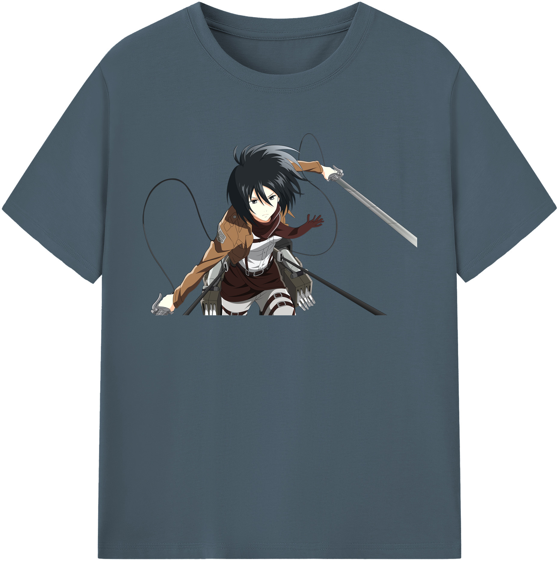 （画像用） 進撃の巨人 ミカサ·アッカーマン Attack on Titan Mikasa Ackerman 綿100％半袖Tシャツ（フロントプリント）